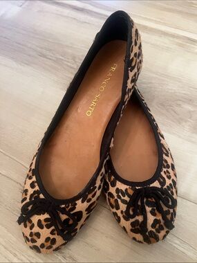 Franco Sarto Leopard-Print Ballet Flats in Tan and Black size 8